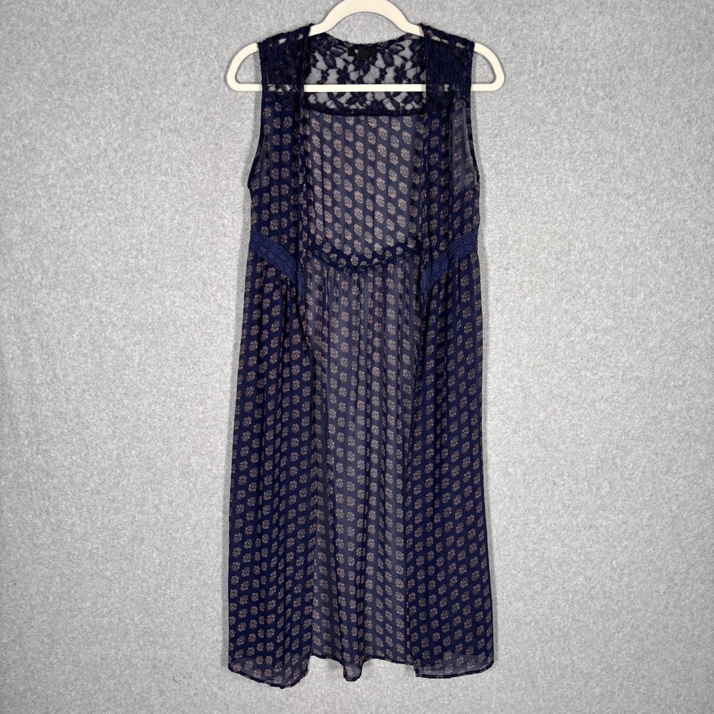 Vintage Y2K Deb Sheer Kimono Duster‎ Small Floral Lace Crochet Festival Boho